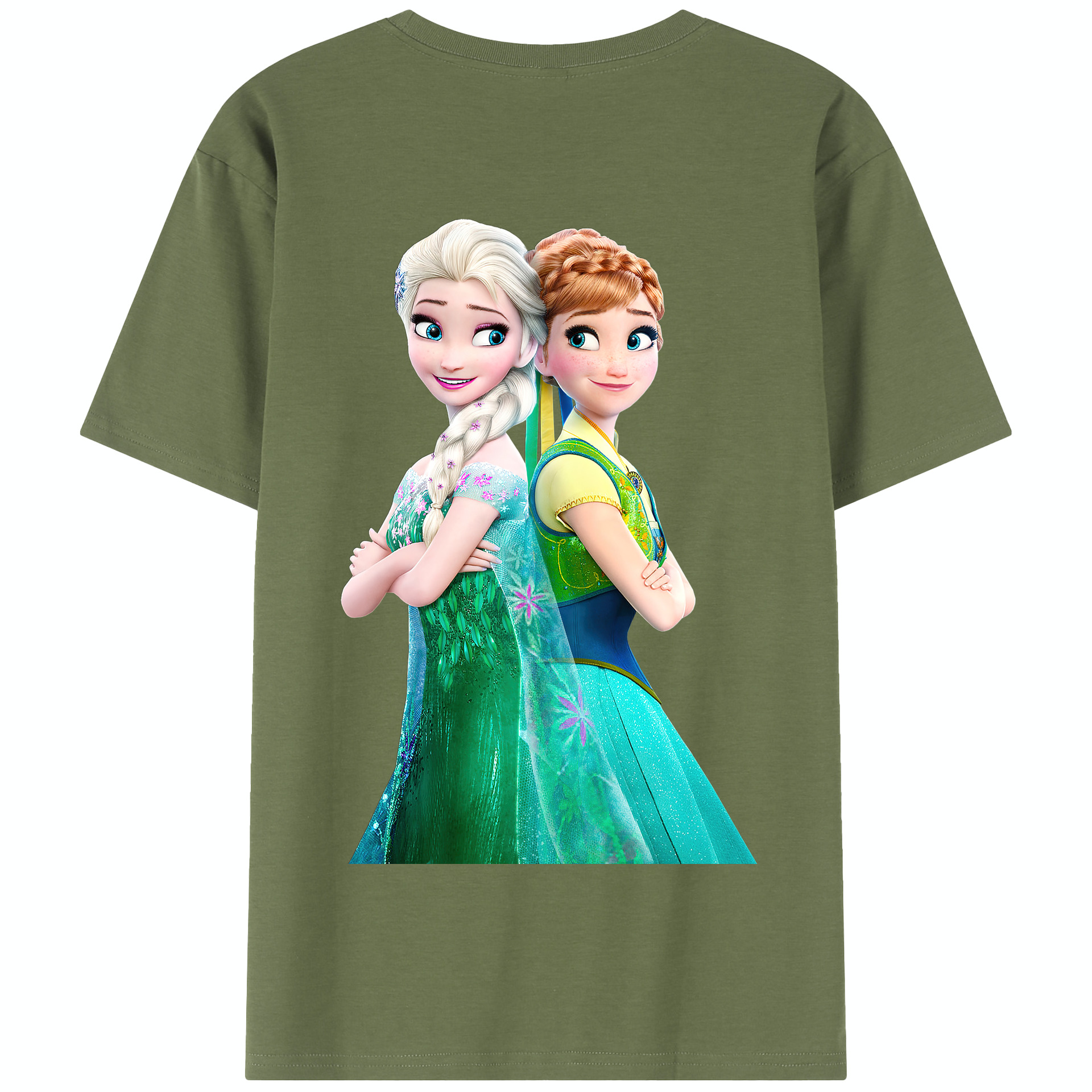 （画像用） アナと雪の女王 アンナ エルサ Frozen Anna Elsa 綿100％半袖Tシャツ（背面プリント）